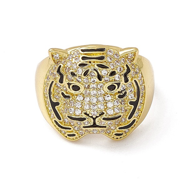 

PandaHall Clear Cubic Zirconia Tiger Open Cuff Ring, Rack Plating Brass Wide Ring for Women, Cadmium Free & Nickel Free & Lead Free, Real...