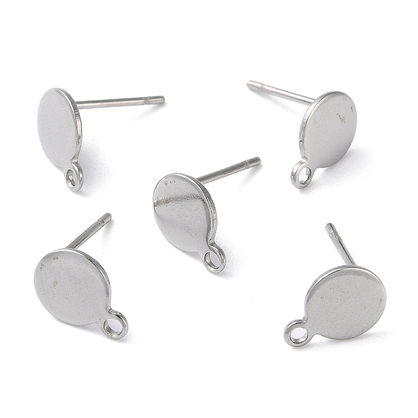 

PandaHall 304 Stainless Steel Ear Stud Components, with Loop and Flat Plate, Flat Round, Stainless Steel Color, 11.7x7mm, Hole: 1.2mm, Pin...