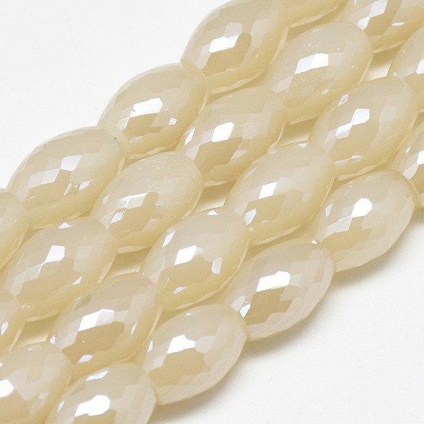 

PandaHall Electroplate Glass Beads Strands, Rainbow Plated, Faceted, Oval, Antique White, 11~12x8mm, Hole: 1mm, about 60pcs/strand, 27.56..., Orange