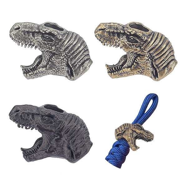 

PandaHall 3Pcs 3 Colors Dinosaur Head Shaped Brass Beads, for EDC Knife String Pendant Parachute String Tool, Mixed Color, 25.5x17.5x11mm...