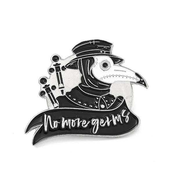

PandaHall Plague Doctor Enamel Pin, Platinum Alloy Brooch for Clothes Backpack, Black, 26x32x1.5mm Alloy+Enamel Bird Black
