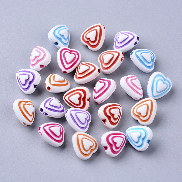 

PandaHall Craft Style Acrylic Beads, Heart, Mixed Color, 12x11x8mm, Hole: 1.5mm, about 1050pcs/500g Acrylic Heart Multicolor