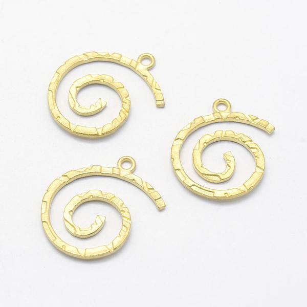 

PandaHall Brass Pendants, Lead Free & Cadmium Free & Nickel Free, Spiral, Raw(Unplated), 23x19x1.5mm, Hole: 1mm Brass Others