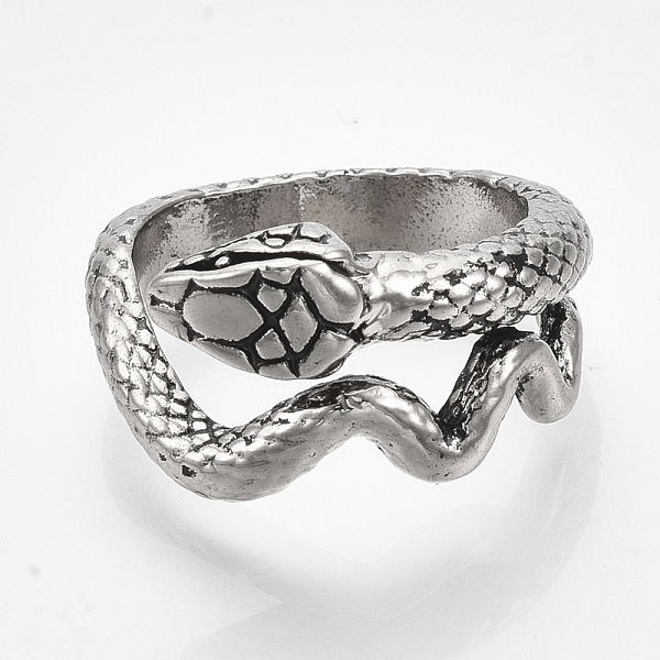 

PandaHall Alloy Cuff Finger Rings, Snake, Antique Silver, Size 8, 18mm Alloy
