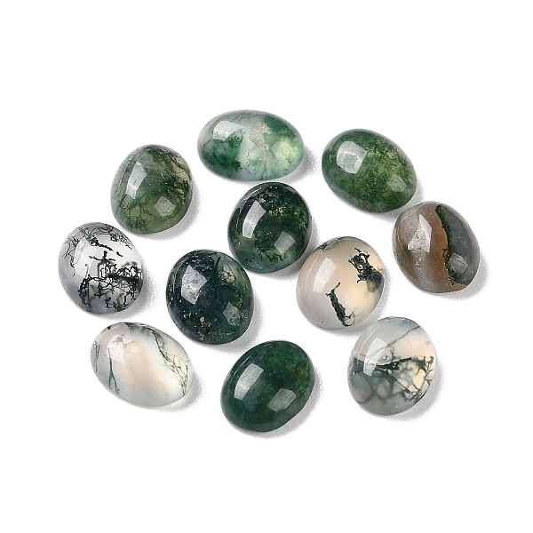 

PandaHall Natural Moss Agate Cabochons, Flat Back, Oval, 8x6x3mm Moss Agate Oval