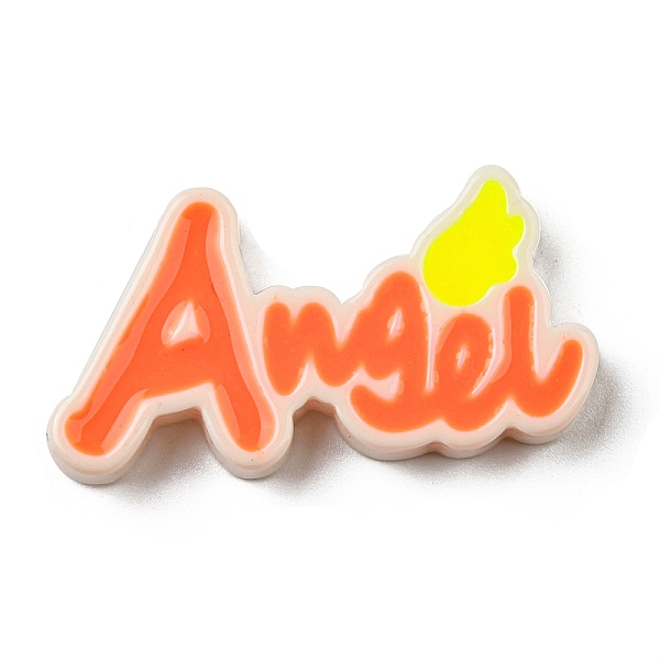 

PandaHall Opaque Resin Enamel Cabochons, Word Angel, Orange Red, 22x42x5mm Resin Word Red