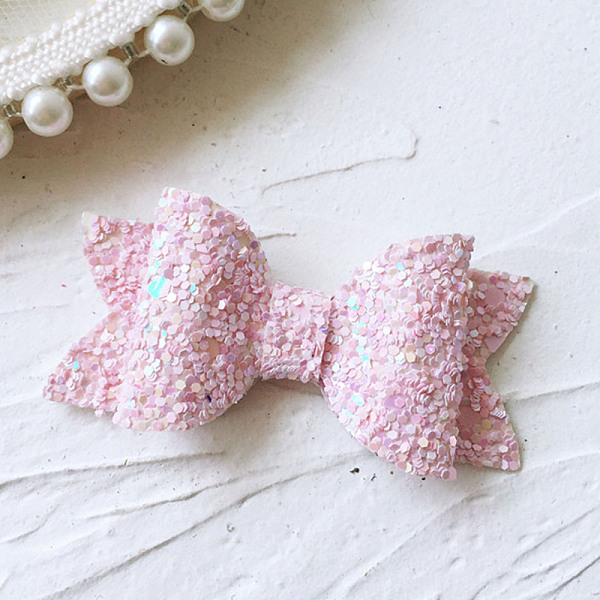 

PandaHall Plastic Glitter Polyester Bowknot Costume Accessories, with Sequins/Paillettes, Hair Findings Accessories, Pink, 27x56x6mm...