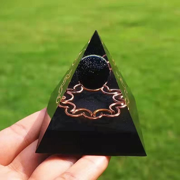 

PandaHall Orgonite Pyramid Resin Energy Generators, Natural Obsidian Round Inside for Home Office Desk Decoration, 50mm Obsidian Pyramid..., Black