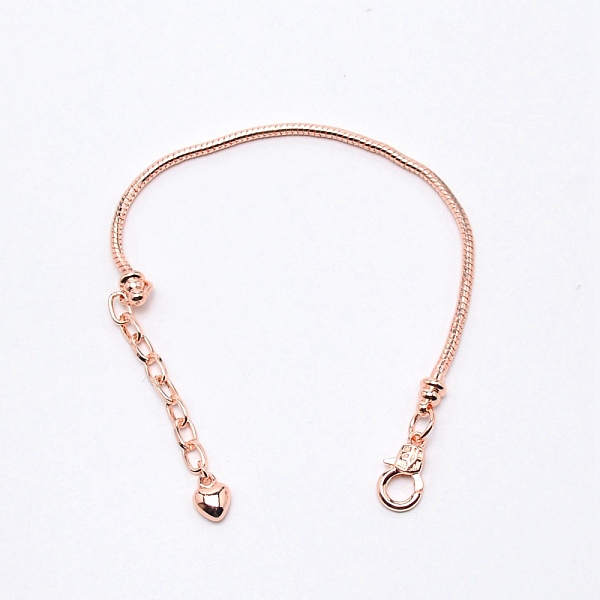 

PandaHall Brass Snake Chain Bracelets, Rose Gold, 7.48 inch(190mm) Brass