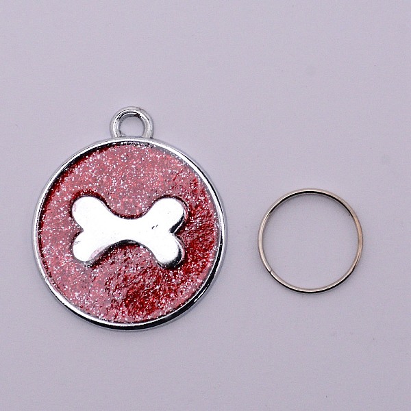 

PandaHall Alloy Charms, with Gold Foil and Iron Rings, Cadmium Free & Lead Free, Flat Round with Bone, Red, 29.5x25.5x1.5mm, Hole: 3mm Alloy...