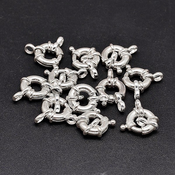 

PandaHall 925 Sterling Silver Spring Ring Clasps Sets, with End Bar, Silver, 25x15x3.6mm, Hole: 2.5mm Sterling Silver