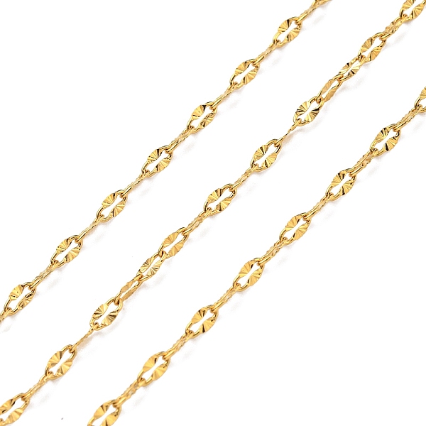 

PandaHall 304 Stainless Steel Link Chains, Soldered, with Spool, Real 18K Gold Plated, 4x1.5x0.5mm, 10m/roll 304 Stainless Steel