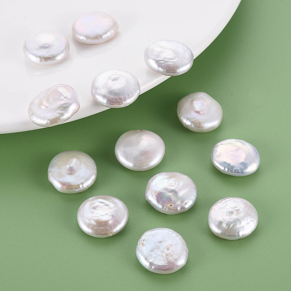 

PandaHall Natural Keshi Pearl Beads, Cultured Freshwater Pearl, No Hole/Undrilled, Flat Round, Seashell Color, 16~19x5~8mm Keshi Pearl Flat...