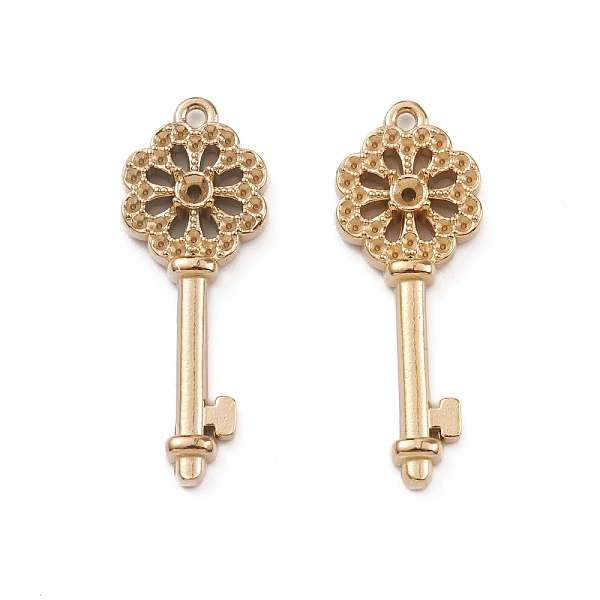 

PandaHall Ion Plating(IP) 304 Stainless Steel Pendant Rhinestone Settings, Flower Key Charm, Real 14K Gold Plated, Fit for 1mm and 2mm...