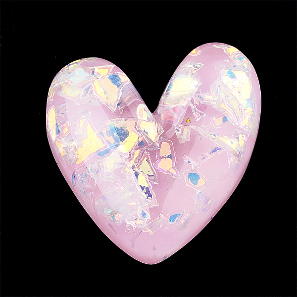 

PandaHall Resin Cabochons, with Shell Chip, Heart, Plum, 28x25.5x7.5mm Resin Heart Purple