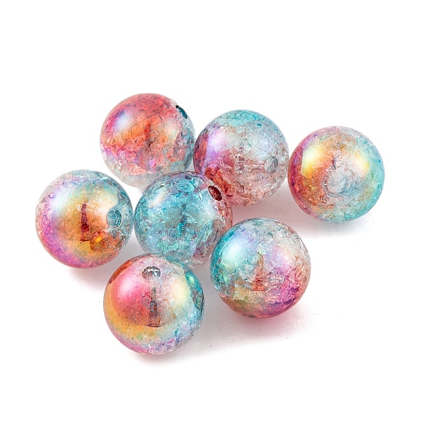 

PandaHall UV Plating Rainbow Iridescent Two Tone Acrylic Beads, Crackle Style, Round, Fuchsia, 15.5mm, Hole: 2.7mm Acrylic Round Pink