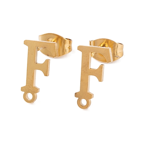

PandaHall Ion Plating(IP) 304 Stainless Steel Stud Earrings, for Women, Letter F, 11.5x6.5mm, Hole: 1mm, Pin: 0.7mm 304 Stainless Steel...