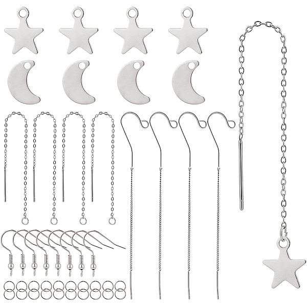 

PandaHall BENECREAT Moon & Star Dangle Earrings DIY Making Kit, Including 304 Stainless Steel Earring Findings & Hooks & Jump Ring, Brass...