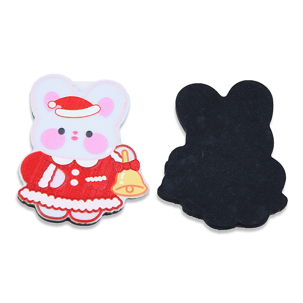 

PandaHall Printed Embossed Opaque Acrylic Cabochons, Christmas Style, Rabbit, Red, 35x26x2mm Acrylic Rabbit Red