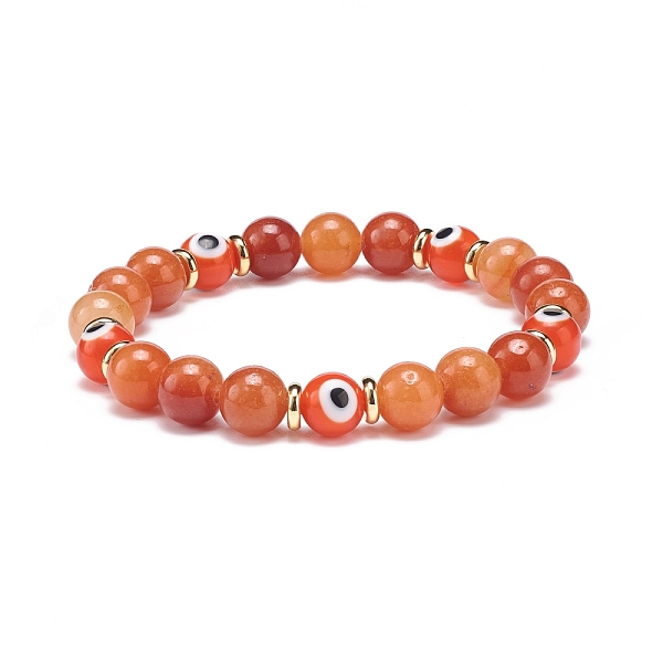 

PandaHall Natural Red Aventurine & Lampwork Evil Eye Round Beaded Stretch Bracelet, Gemstone Jewelry for Women, Inner Diameter: 2 inch...