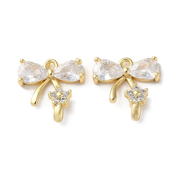 

PandaHall Brass Micro Pave Cubic Zirconia Pendants, Bowknot Charms, Real 18K Gold Plated, 13x12.5x3mm, Hole: 1mm Brass+Cubic Zirconia..., Clear