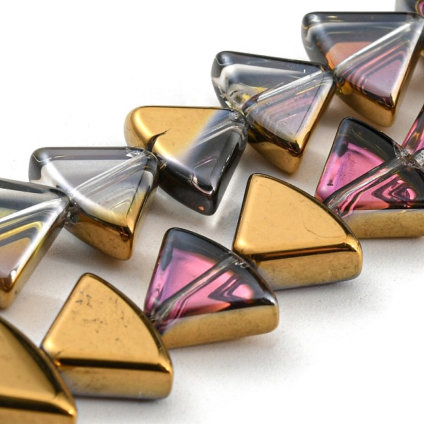 

PandaHall Half Plated Electroplate Transparent Glass Beads Strands, Fan, Gold, 8x10.5x4mm, Hole: 1mm, about 80pcs/strand, 25.51 inch(64.8cm)...