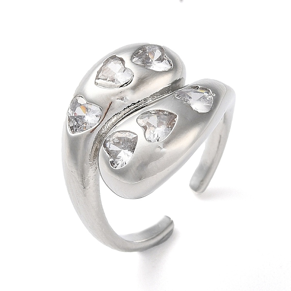 

PandaHall Eco-Friendly Brass Micro Pave Clear Cubic Zirconia Open Cuff Ring for Women, Long-Lasting Plated, Lead Free & Cadmium Free...