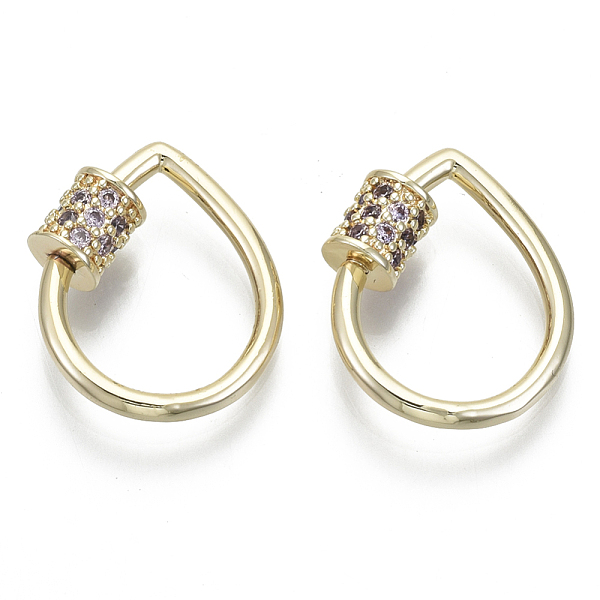 

PandaHall Brass Micro Pave Cubic Zirconia Screw Carabiner Lock Charms, for Necklaces Making, Teardrop, Nickel Free, Real 18K Gold Plated..., Purple