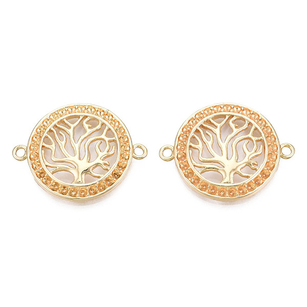 

PandaHall Brass Connector Rhinestone Settings, Flat Round with Tree, Cadmium Free & Nickel Free & Lead Free, Real 18K Gold Plated, Fit For...