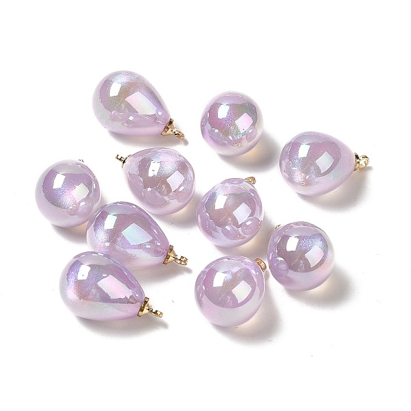 

PandaHall UV Plating Acrylic Pendants, with Light Gold Tone Brass Findings, Teardrop Charm, Lilac, 19.5x12mm, Hole: 1.6mm Brass+Acrylic..., Purple
