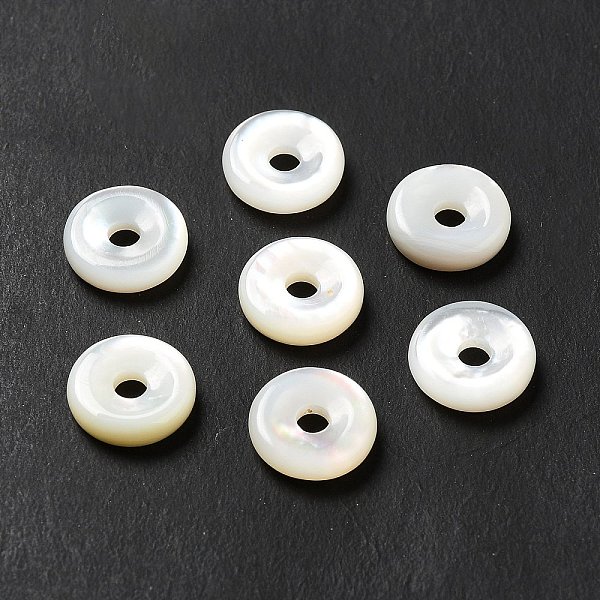 

PandaHall Natural White Shell Beads, Donut/Pi Disc, White, 8x2mm, Hole: 1.6mm White Shell Donut White