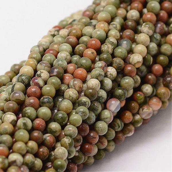 

PandaHall Natural Rhyolite Jasper Beads Strands, Round, 2mm, Hole: 0.5mm, about 190pcs/strand Rhyolite Jasper Round