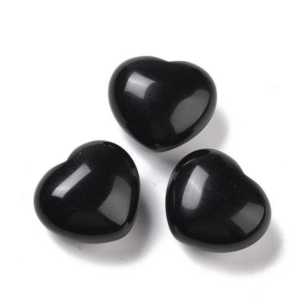 

PandaHall Natural Obsidian Heart Love Stone, Pocket Palm Stone for Reiki Balancing, 40~41x45~46x26~27mm Obsidian Heart