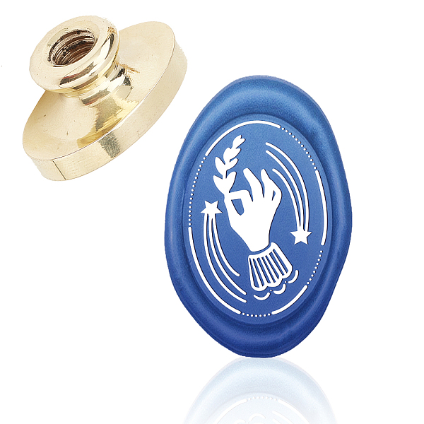 PandaHall Wax Seal Brass Stamp Head, for Wax Seal Stamp, Oval, Hand Heart, 3x2x1.45cm Brass Others