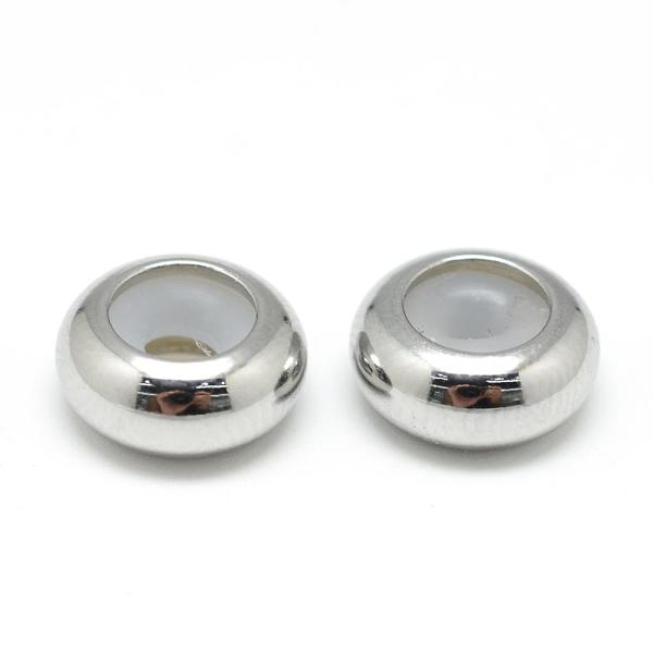 

PandaHall 201 Stainless Steel Beads, with Rubber Inside, Slider Beads, Stopper Beads, Rondelle, Stainless Steel Color, 6x3mm, Rubber Hole...