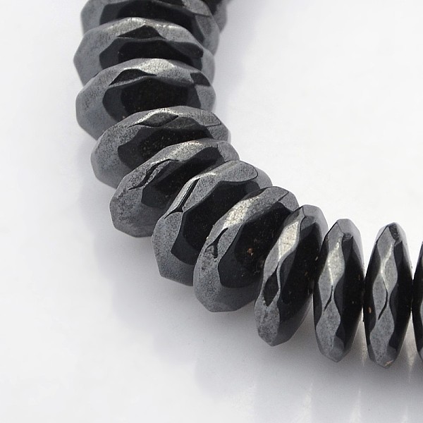 

PandaHall Non-magnetic Synthetic Hematite Beads Strands, Faceted, Heishi Beads, Disc/Flat Round, Black, 12x3mm, Hole: 1mm, about...