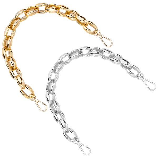 

PandaHall WADORN 2Pcs 2 Colors Alloy Bag Handles, with Ring Clasps, for Bag Straps Replacement Accessories, Platinum & Golden, 37.7cm...