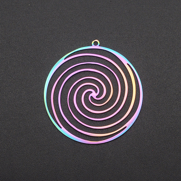 

PandaHall Ion Plating(IP) 201 Stainless Steel Pendants, Vortex, Laser Cut, Rainbow Color, 37x35x1mm, Hole: 1.6mm 201 Stainless Steel Flat...