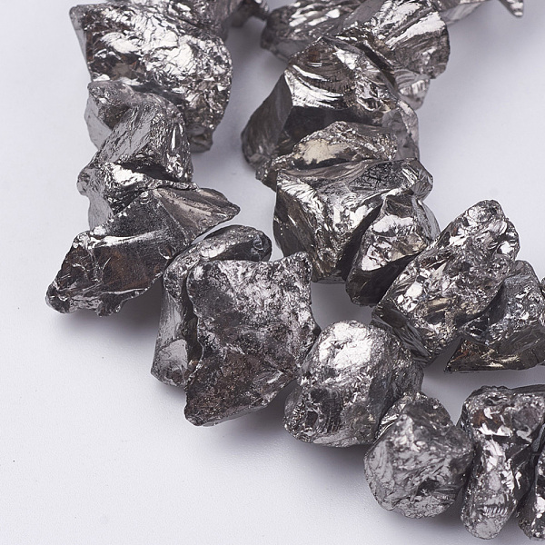 

PandaHall Electroplated Natural Quartz Crystal Bead Strands, Nuggets, Platinum Plated, 10~24.5x5.5~16x2~23mm, Hole: 1mm, about...
