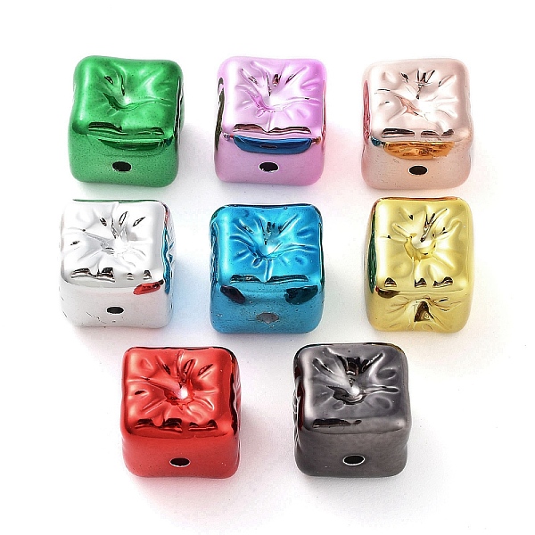 PandaHall UV Plating Acrylic Beads, Iridescent, Cube, Random Color, 13.5x13.5x14mm, Hole: 1.8mm Acrylic Cube Multicolor