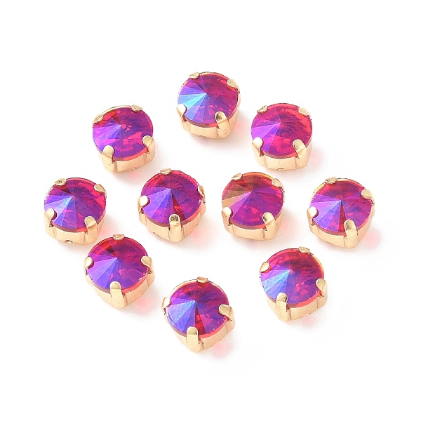 

PandaHall Moonlight Effect Flat Round Sew on Rhinestone, Multi-strand Links, with Golden Tone Brass Prong Settings, Garments Accessories..., Red