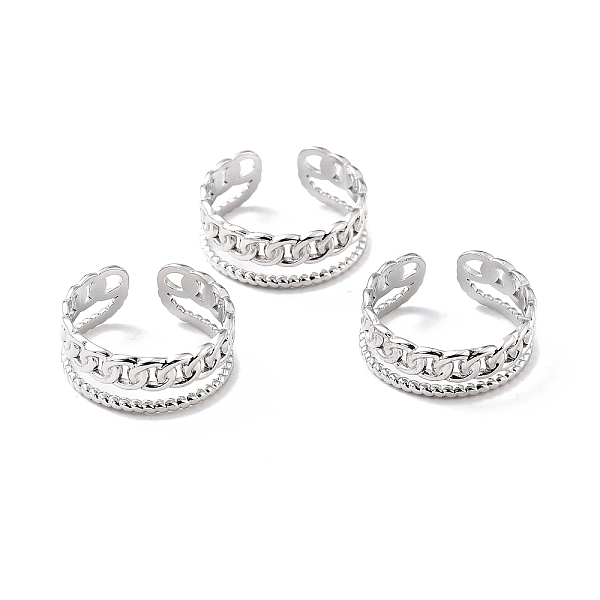 

PandaHall 304 Stainless Steel Finger Rings, Cuff Rings, Long-Lasting Plated, Curb Chain Shape, Stainless Steel Color, US Size 7 3/4(17.9mm)...