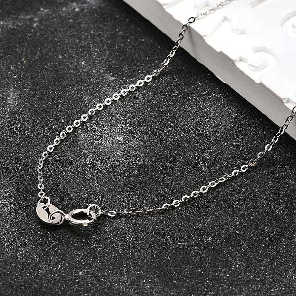 Anti-Tarnish Electroplated Rhodium Plated Sterling Silver Cable Chain Necklaces