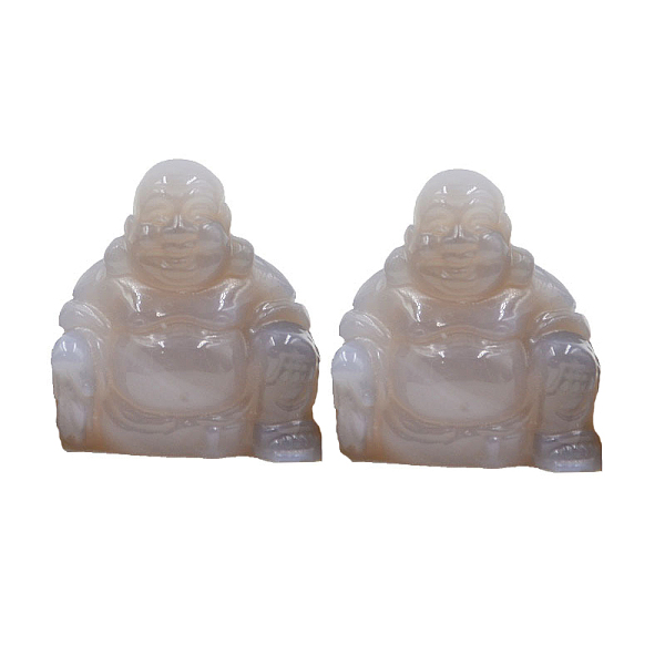 

PandaHall Natural Grey Agate Carved Maitreya Buddha Statue Home Decoration, Feng Shui Figurines, 30mm Grey Agate Human