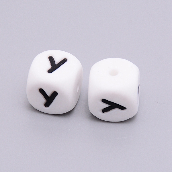 

PandaHall Silicone Beads, Cube with Letter.Y, White, 12x12x12mm, Hole: 2mm Silicone Cube White
