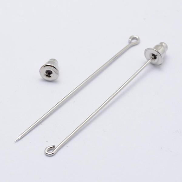 

PandaHall Brass Pin Findings, Platinum, 43mm, Hole: 1mm, 5.5x5.5mm Brass