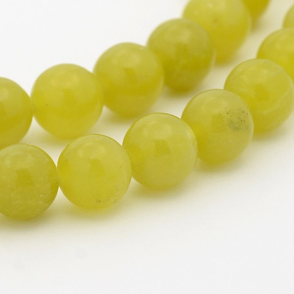 Natürliche Olivenjade Runde Perlenstränge