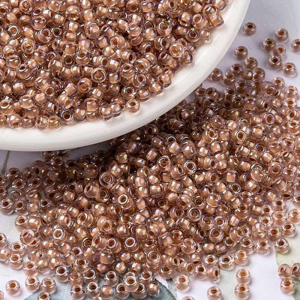 

PandaHall MIYUKI Round Rocailles Beads, Japanese Seed Beads, 8/0, (RR3734), 3mm, Hole: 1.1mm, about 422~455pcs/10g Glass Pink