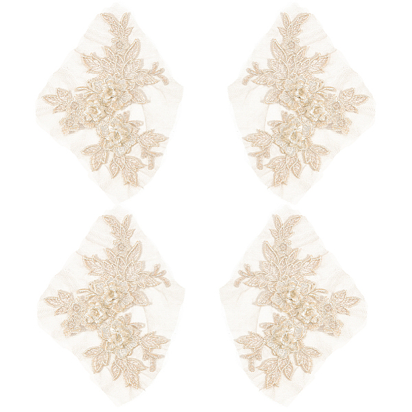 Appliques florales en polyester brodées en forme de fleur à coudre