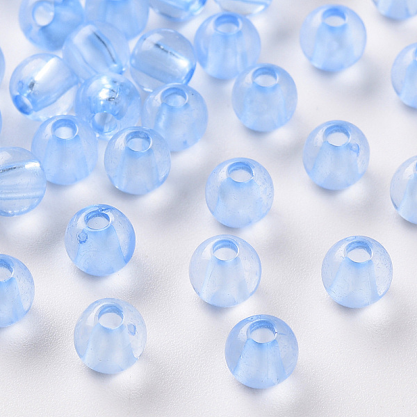 

PandaHall Transparent Acrylic Beads, Round, Cornflower Blue, 6x5mm, Hole: 1.8mm, about 440pcs/50g Acrylic Round